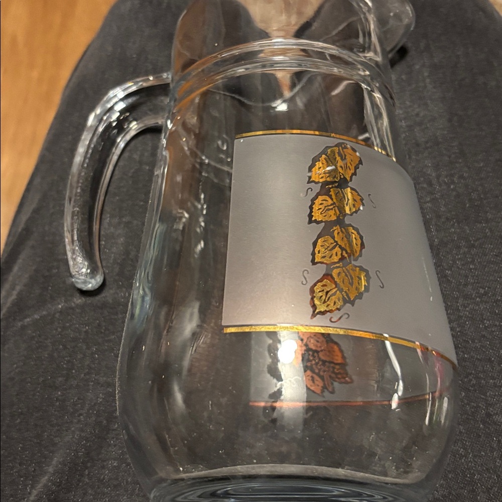 Glass Pitcher with Leaf Design - Picture 2 of 6